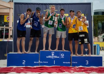 Le podium du World Tour 1* de Montpellier de beach-volley