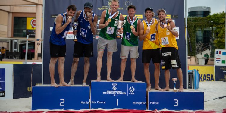 Le podium du World Tour 1* de Montpellier de beach-volley